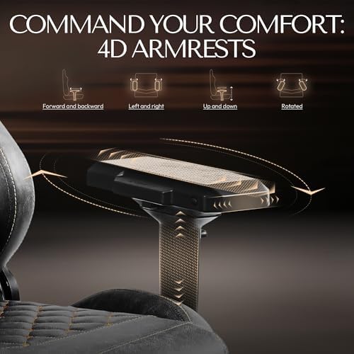 Dowinx Big and Tall Gaming Chair 400LBS, Ergonomic Computer Chair with Massage Lumbar Support & Footrest, High Back Comfortable Office & Gaming Chair with 4D Armrests, PU Leather, Grey