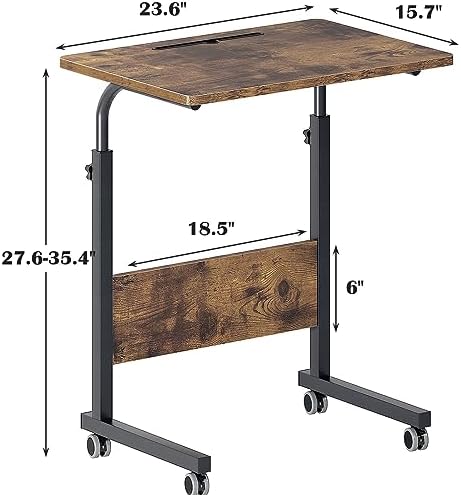 DlandHome 23.6 Inches Rolling Desk with Wheels Adjustable Height