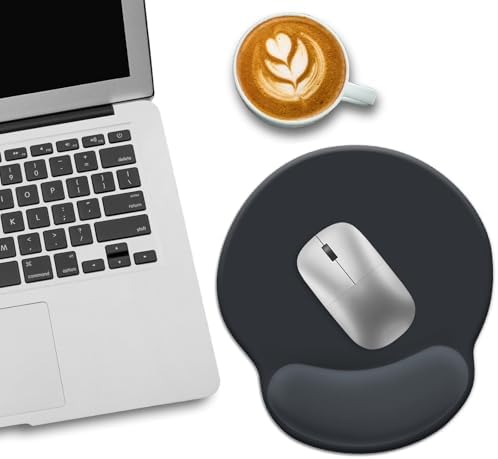 LIMKRIAN Ergonomic Mouse Pad with Gel Wrist Rest, 9.8 x 8.6 in, Black
