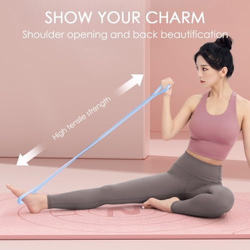 Adorila Figure 8 Resistance Band, Elastic Bands for Exercise for Arm, Shoulder, Back, Leg Stretching, Portable Home Office Elastic Training Band for Yoga, Pilates, Fits
