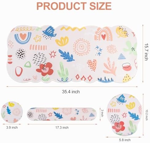 Petmolico Desk Pad Set with Wrist Rest for Keyboard & Mouse, Colorful
