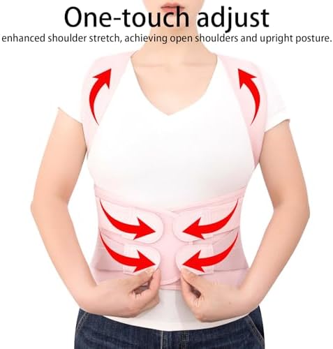 Back Brace Posture Corrector for Women and Men Adjustable Shoulder Straightener Helps Reduce Upper Lower Back Pain Relief Support Hump Scoliosis Hunchback Slouching Kyphosis Traction Correction Syste Pink Large