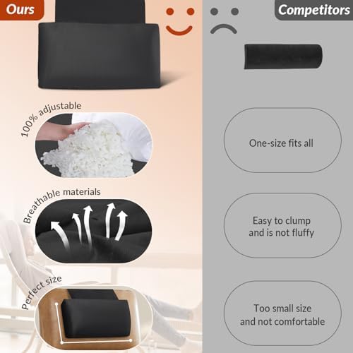 Head Recliner Pillow Adjustable Shredded Memory Foam Headrest Pillow for Recliners,Non-Slip Velvet Cushion for Pain Relief Neck Support Pillow for Travel Home Recliner Sofa Armchair (Black)