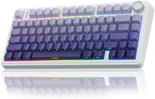 AULA F75 Pro Wireless Mechanical Keyboard,75% Hot Swappable Custom Keyboard,RGB Backlit,Pre-lubed Linear Switches,Side Printed PBT Keycaps Mechanical Gaming Keyboards,Gradient Purple