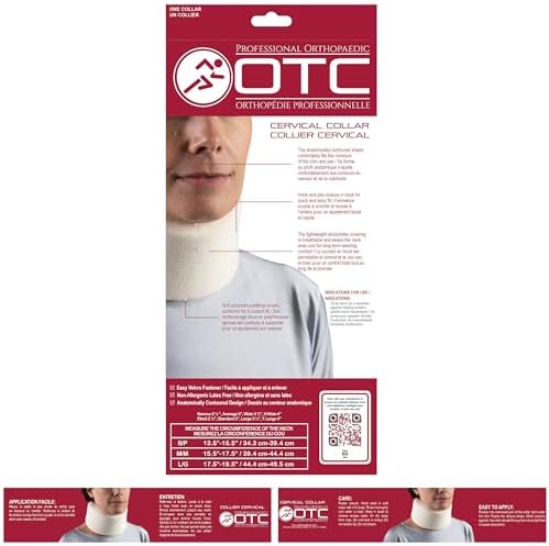 OTC Cervical Collar, Soft Contour Foam, Neck Support Brace, White Average 3" Depth, Small