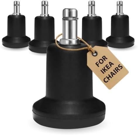 AXL 10mm Stem Bell Glides Compatible with IKEA Office Chairs - 61mm High Profile, High-Strength Nylon Stationary Feet, Replace Caster Wheels with Fixed Base (5-Pack)