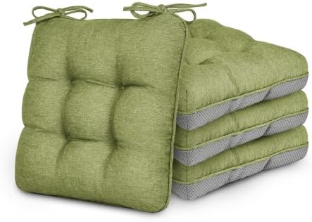 Love's cabin Memory Foam Chair Cushions Set of 4, 19 Inch, Olive Green