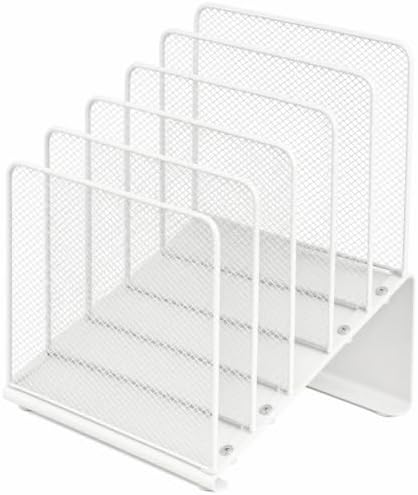 LEKETREE File Organizer for Desk, Desk Organizer with 5-Section Vertical File Rack, File Folder Organizer, Desk Accessories & Workspace Organizers(White)