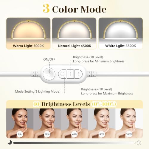 Yokilly Half Moon Light for Nail Desk: 29" Foldable Nail Light for Desk