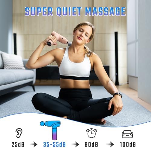 cotsoco Massage Gun Deep Tissue, Muscle Massage Gun with 9 Attachment Heads, 20 Speeds & Silent Brushless Motor for Pain Relief, Handheld Percussion Back Massager Gun (Pink)
