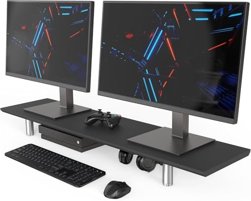 Fenge 39.4” Dual Monitor Stand with Height Adjustable Legs, Black