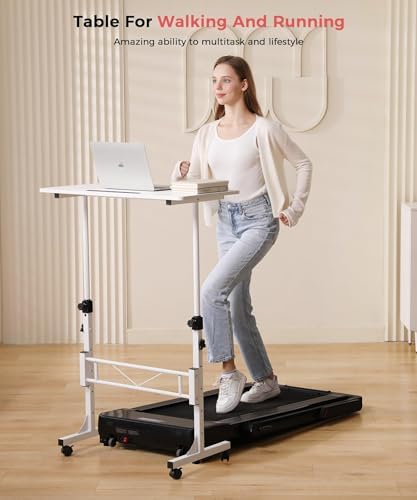 KLSMYHOKI Standing Desk Adjustable Height, Mobile Stand Up Desk with Wheels