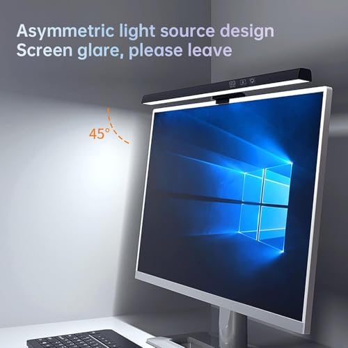 Monitor Light Bar with RGB Backlight, Computer LED Screen Lamp for Eye Caring, USB Powered Dual Light Source with Touch Control Timed Computer Monitor Desk Lamp for Game Office Home Silver
