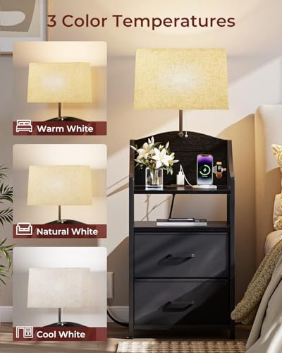 Evermagin 45" Tall Night Stand with Charging Station & Light