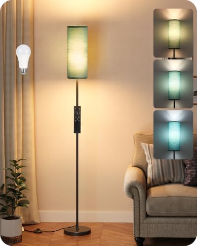 Slim Floor Lamp for Living Room with Magnetic Remote and Foot Switch, Dimmable Mood Lamp for Bedroom Nursery, 3 Color Temperatures, 1-Hour Timer, 900LM LED Bulb & Batteries Included, Teal J06LD05W1