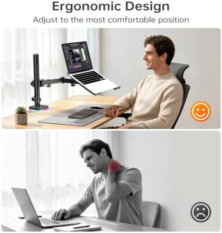 Afaloona RGB Convertible Laptop and Monitor Mount with USB Hub, Adjustable
