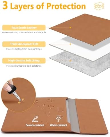 HYZUO 13 Inch Laptop Case Sleeve with Stand for MacBook Air, Brown