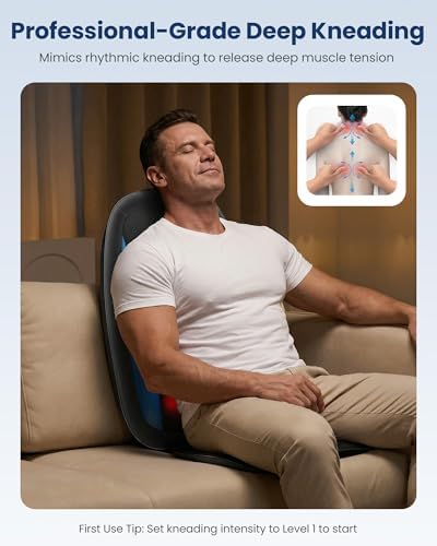 COMFIER Shiatsu Back Massager with Heat, Deep Tissue Kneading Chair Massager Pad, Massage Chair Pad for Full Back, Massage Seat Cushion for Back Pain Relief