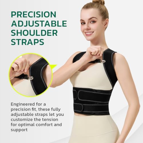 AOFIT Posture Corrector Back Brace for Women Under Clothes, Black, S