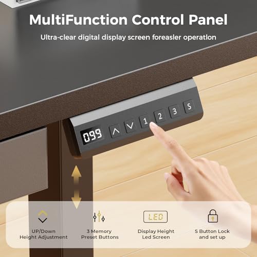 GTPLAYER Electric Standing Desk with Drawers, 48 x 24 Inch Height Adjustable Gaming Desk with Monitor Stand, Power Outlets & LED Lights, Home Office Sit Stand Up Desk with Memory Preset (Black)