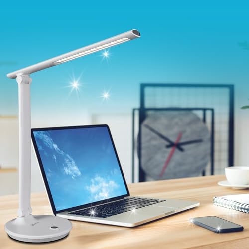 OttLite Emerge LED Sanitizing Desk Lamp with USB Charging, White