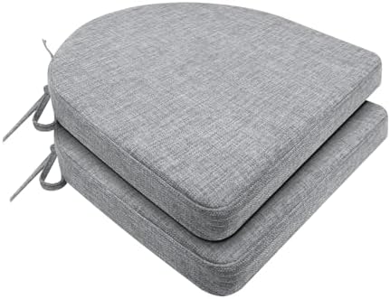 Chair Cushions for Dining Chairs 2 Pack 35D High-Density Foam Seat Cushions for Kitchen Chairs with Ties Non Slip and Removable Cover Chair Pads 16.5" x 16.5" x 2" (Grey)