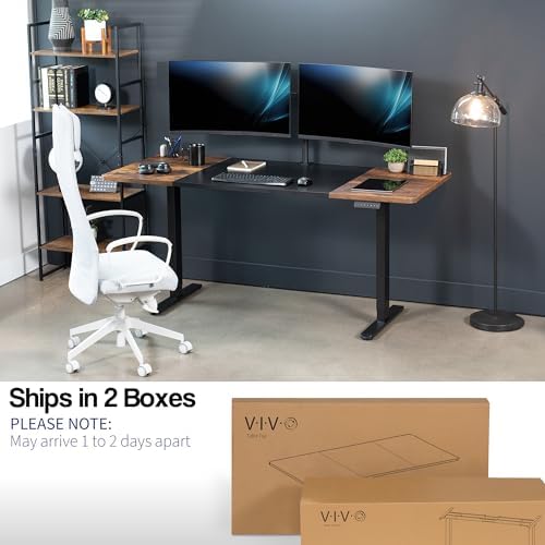VIVO Black/Vintage Brown 71 x 30 in Standing Desk, DESK-KIT-E2B7BN