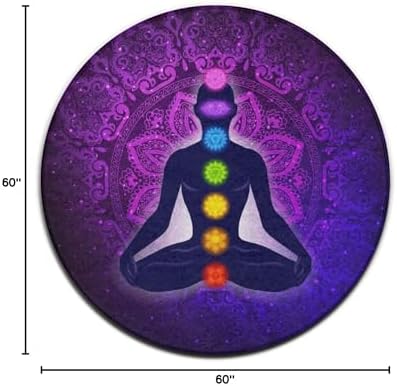 Soft Round Yoga Carpet, Office Chair Decor Round Mat for Carpet and Hardwood Floors Compatible with Seven Chakra Yoga Meditation Lotus Purple Mandala