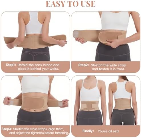 RANDY SUN Womens Back Brace, Thin Lower Waist Support Belt Compression Wrap Under Clothes Adjustable Low Back Lumbar Support Lightweight, X-large