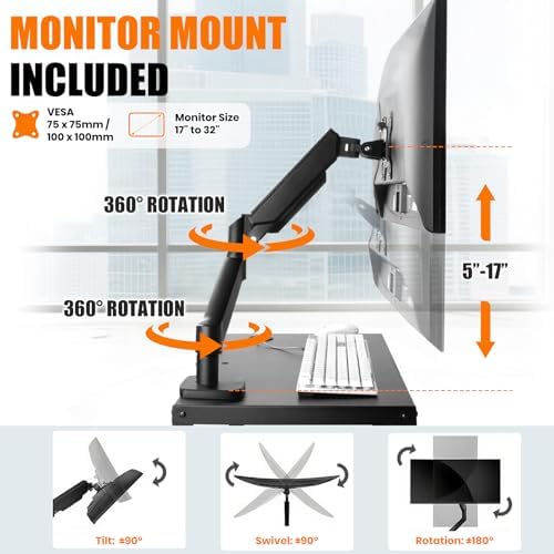 AV Cart with Monitor Mount, Height Adjustable Media Cart with Wheels and Power Strip, Rolling Workstation for Office, Classroom & Warehouse, Steel Presentation Stand for Projector, Laptop & Printer