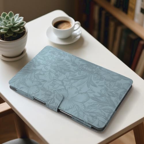 MOSISO PU Leather Sleeve Case, Embossed Hibiscus Portfolio Protective Stand Cover