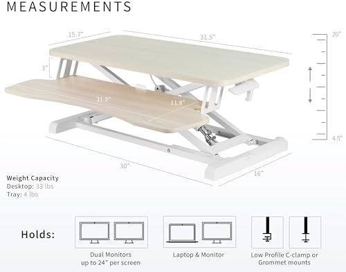 VIVO Light Wood 32 inch Standing Desk Converter, DESK-V000KF
