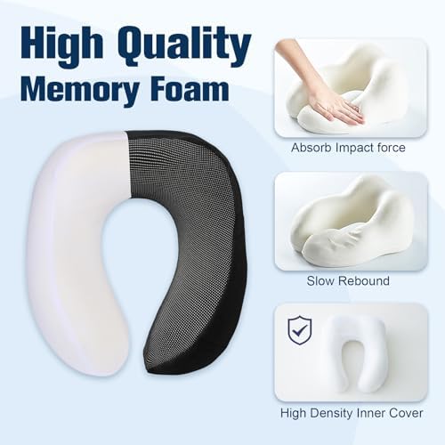 Cirorld Neck Pillow for Traveling, Travel Pillows for Airplanes Pure Black