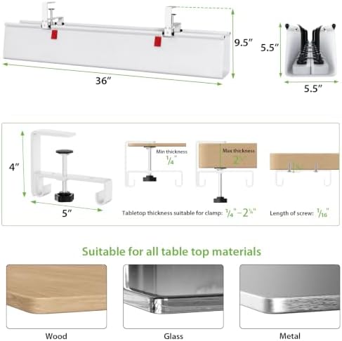 KEEGH Large No Drill Under Desk Cable Management Tray 36 in, White