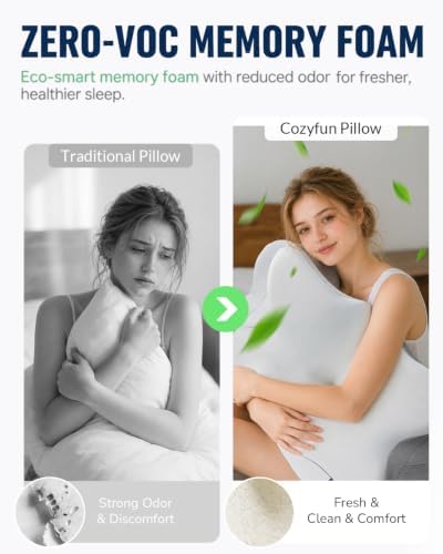 Cervical Neck Pillow for Side & Back Sleepers, Ergonomic Contour Memory Foam Pillow for Sleep Apnea & Neck Shoulder Pain Relief