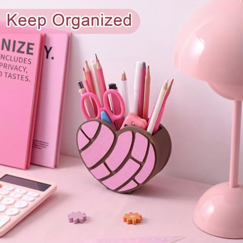 Tenceur Mexican Concha Heart Pencil Holder Pink Large Capacity Organizer