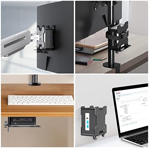 Pholiten Adjustable Thin Client Mini PC Mount Bracket,CPU VESA Under Desk and Monitor Arm Computer Holder
