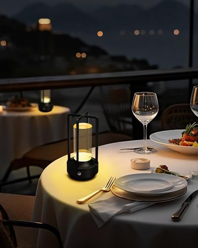 Set of 2 Cordless Table Lamps Rechargeable Desk Lamps Black