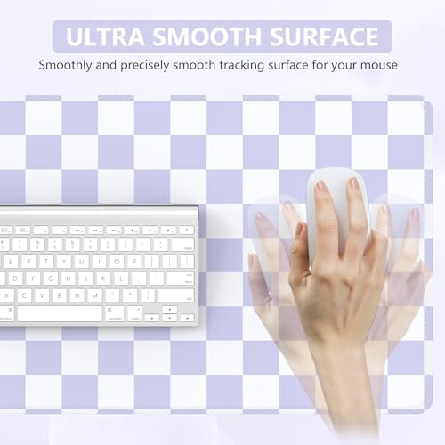 iCasso Desk Pad Mat, Cute Desk Matt for Desktop, Purple Checkered