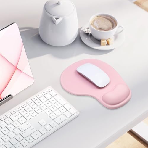 Office Mousepad with Wrist Support,9 * 7.5inch,Pink