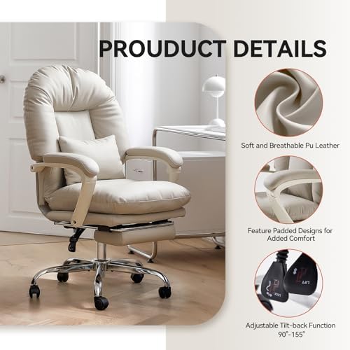 EMIAH Heated and Massage Office Chair with Foot Rest Reclining, PU Leather