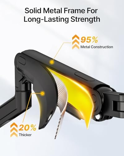 monTEK Single Monitor Wall Mount, Full Motion Spring Arm for 17-40" Screen