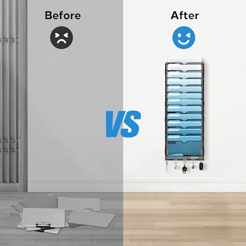 SUPEASY 13-Tier Hanging Wall File Organizer with Hooks, 2 Pack