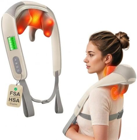 Cordless Neck Massager with Heat, FSA Eligible HSA, Gifts for Women & Men