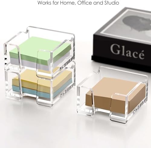 YUXUN Acrylic Sticky Note Holder with Pen Slot