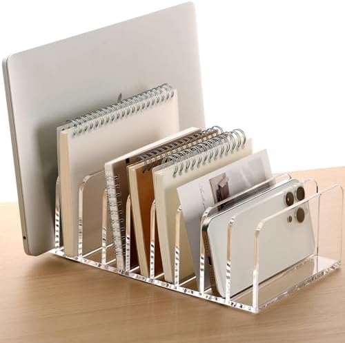 SANRUI Mail Organizer, Clear Acrylic Desk Organizer, 9-Compartment