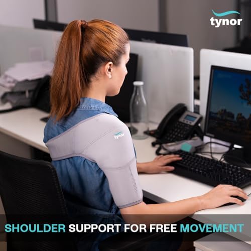 TYNOR Shoulder Brace for Torn Rotator Cuff Shoulder Compression Sleeve Wrap for Men & Women,Dislocation,Stability&Recovery Shoulder Support Adjustable Fits Left & Right Arm Sling,One Size(Grey),1 Unit