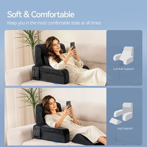 Kayfia Reading Pillow, Gel Memory Foam Back Rest Pillow, 21'', Black