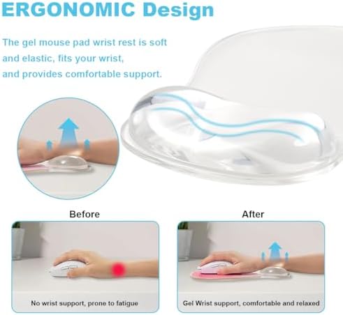 Pink Mouse Pad with Gel Wrist Rest Support, Ergonomic Desk Accessories