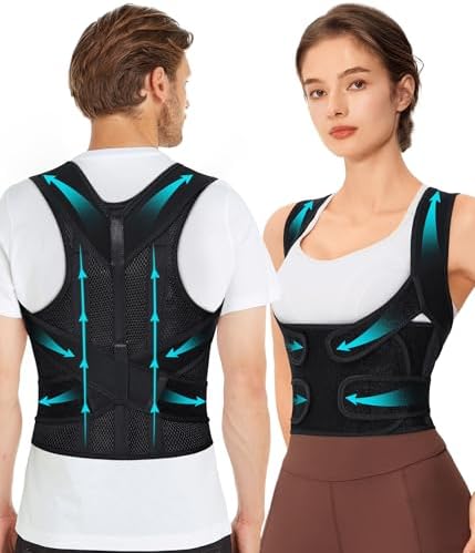 URSEXYLY Back Brace Posture Corrector for Women Breathable Posture Brace Back Adjustable Full Back Support,Upper and Lower Back Pain Relief(Medium,Black)